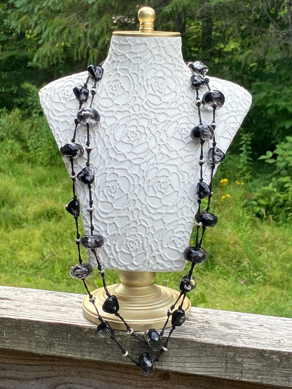 Stunning Double Layered Black Beaded Necklace